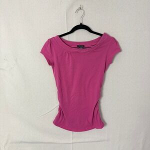 Timing Womens Pink Ruched Cap Sleeve Scoop Neck Top TM8021 Size L